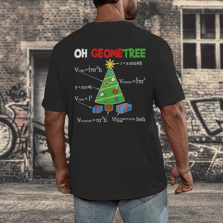 Oh Geometree Christmas Tree Geometry Math Teacher Men's Back Print T-Shirt, funny design