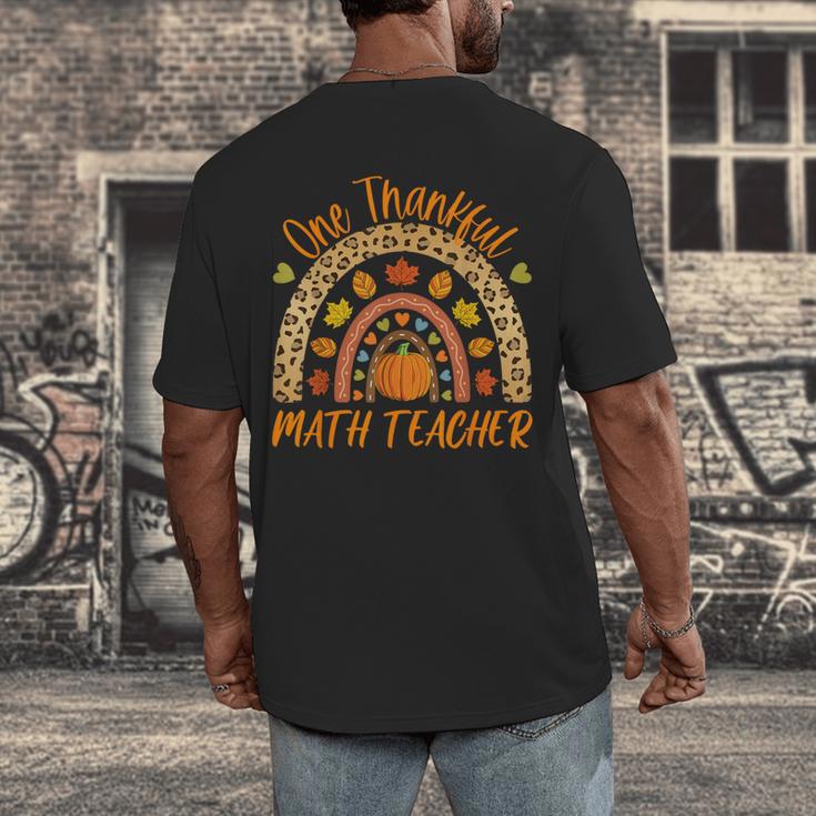 One Thankful Math Teacher Thanksgiving Autumn Fall Rainbow Men's Back Print T-Shirt, funny design