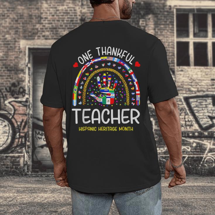 One Thankful Teacher Hispanic Heritage Month Countries Flags Men's Back Print T-Shirt, funny design One Thankful Teacher Hispanic Heritage Month Countries Flags Men's Back Print T-Shirt, funny design