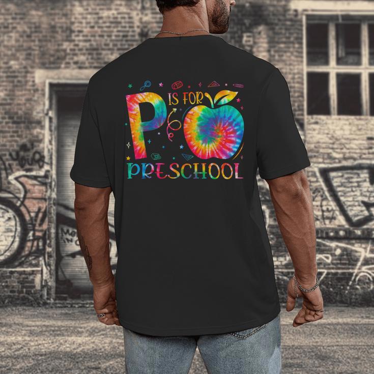 P Is For Preschool Tie Dye Back To School Teacher Men Women Girls Kids Men's Back Print T-Shirt, funny design