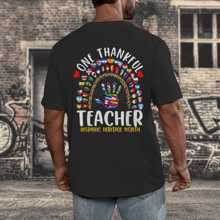 Hispanic Heritage Month One Thankful Teacher Rainbow Men's Back Print T-Shirt, funny design