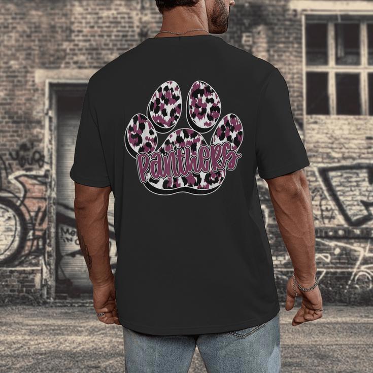 Panthers Paw Print Leopard Maroon Panther Pride Teacher Men's Back Print T-Shirt, funny design Panthers Paw Print Leopard Maroon Panther Pride Teacher Men's Back Print T-Shirt, funny design