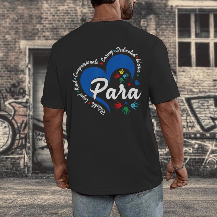 Para Heart Teacher Paraprofessional School Appreciation Men's Back Print T-Shirt, funny design Para Heart Teacher Paraprofessional School Appreciation Men's Back Print T-Shirt, funny design
