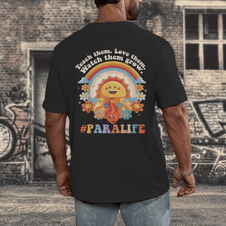 Paraprofessional Para Life Sun Flower Teacher Back To School Men's Back Print T-Shirt, funny design Paraprofessional Para Life Sun Flower Teacher Back To School Men's Back Print T-Shirt, funny design