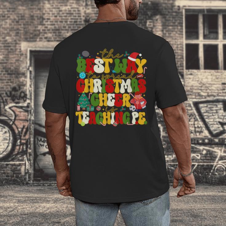 PE Teacher Christmas Holiday Men's Back Print T-Shirt, funny design