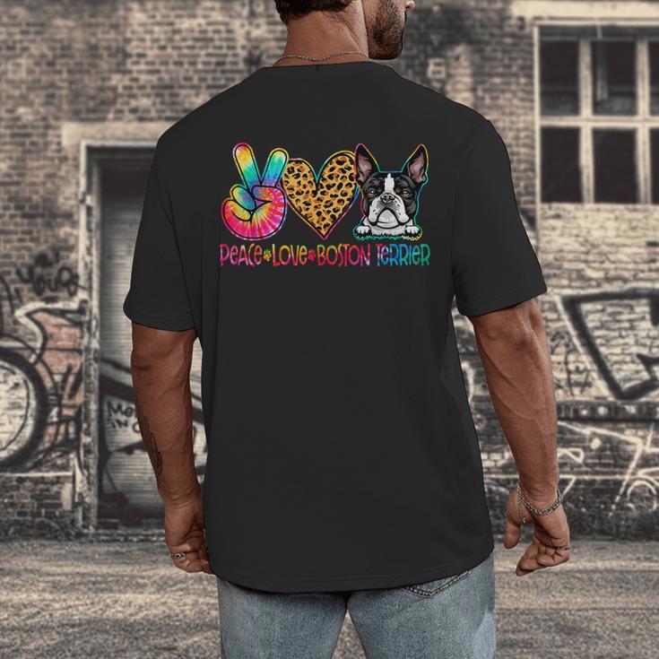 Peace Love Boston Terrier Tie Dye Dog Lover For Men Women Girls Kids Men's Back Print T-Shirt, funny design