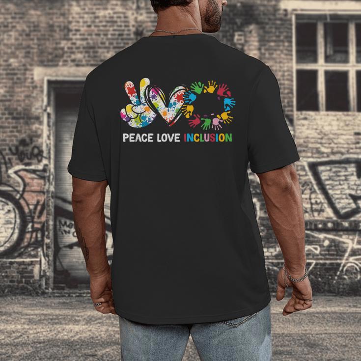 Peace Love Inclusion Sped Squad Special-Ed Teacher Daycare Men's Back Print T-Shirt, funny design Peace Love Inclusion Sped Squad Special-Ed Teacher Daycare Men's Back Print T-Shirt, funny design