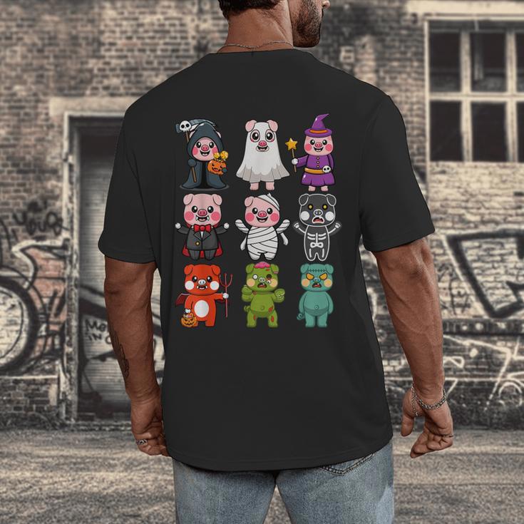 Pig Spooky Ghost Witch Boo-Jee Horror Pumpkin Pig Halloween Men's Back Print T-Shirt, funny design