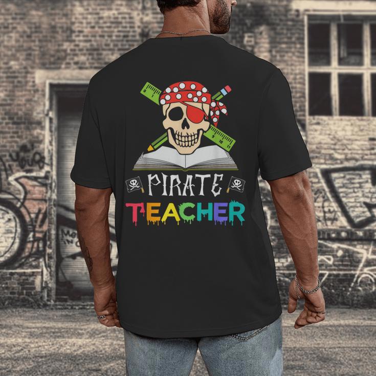 Pirate Teacher Halloween Skull Adult Men's Back Print T-Shirt, funny design