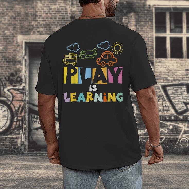 Play Is Learning Design T Designs For Teachers Preschool Men's Back Print T-Shirt, funny design Play Is Learning Design T Designs For Teachers Preschool Men's Back Print T-Shirt, funny design