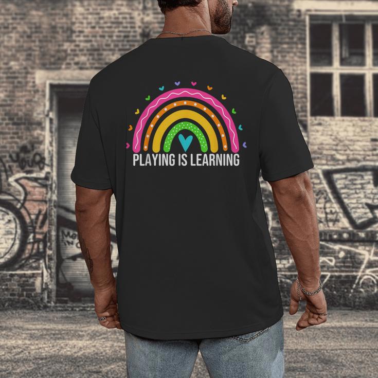 Playing Is Learning Early Childhood Education ECE Teacher Men's Back Print T-Shirt, funny design Playing Is Learning Early Childhood Education ECE Teacher Men's Back Print T-Shirt, funny design