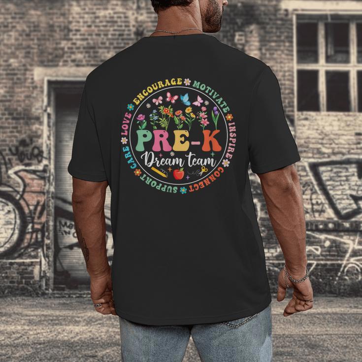 Pre-K Dream Team Back To School Teacher Flower Men's Back Print T-Shirt, funny design Pre-K Dream Team Back To School Teacher Flower Men's Back Print T-Shirt, funny design