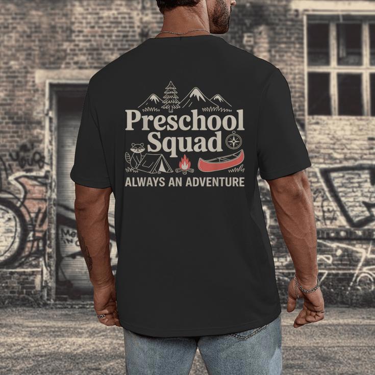 Pre-K Squad Adventure Camping Preschool Teacher Boy Girl Kid Men's Back Print T-Shirt, funny design