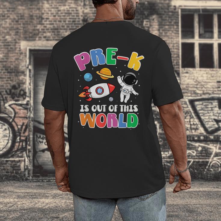 Pre-K Student Teacher Astronaut Space Back To School Men's Back Print T-Shirt, funny design Pre-K Student Teacher Astronaut Space Back To School Men's Back Print T-Shirt, funny design