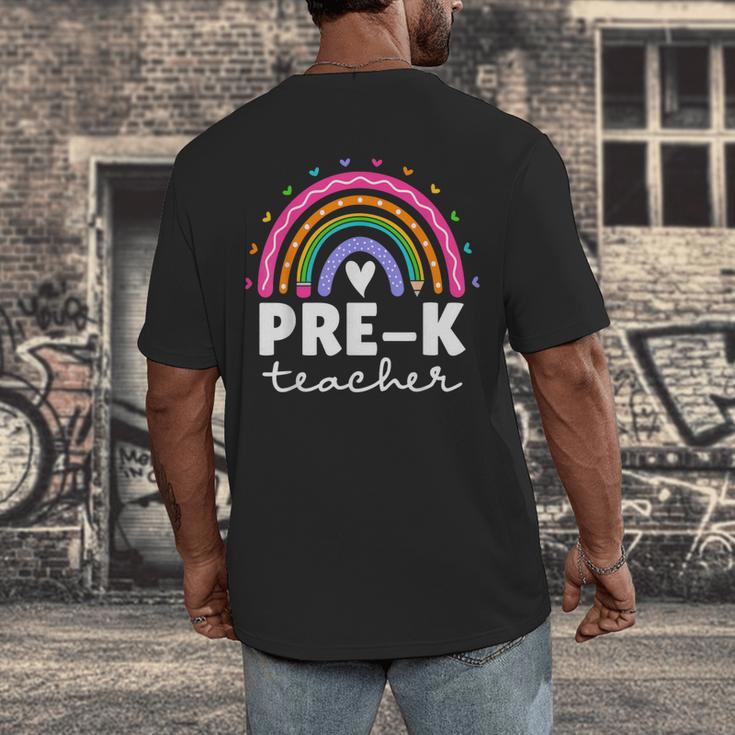 Pre-K Teacher Cute Pre Kindergarten For Teachers Rainbow For Men Women Kids Men's Back Print T-Shirt, funny design