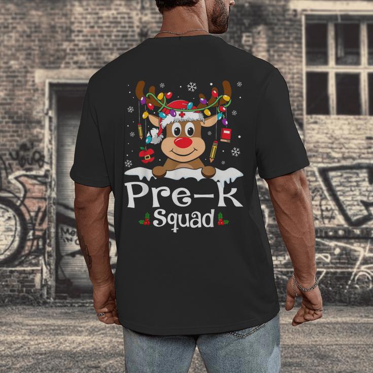 Pre-k Teacher Squad Reindeer Teacher Christmas Men's Back Print T-Shirt, funny design