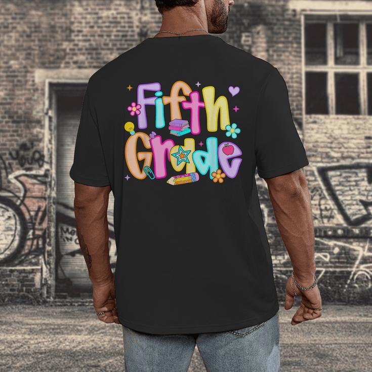 Preppy Fifth Grade Back To School 5th Grade Teacher Girl Boy Men's Back Print T-Shirt, funny design