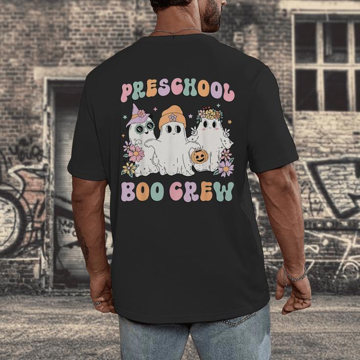Preschool Boo Crew Groovy Halloween Floral Ghost Teacher Men Women Kids Men's Back Print T-Shirt, funny design Preschool Boo Crew Groovy Halloween Floral Ghost Teacher Men Women Kids Men's Back Print T-Shirt, funny design