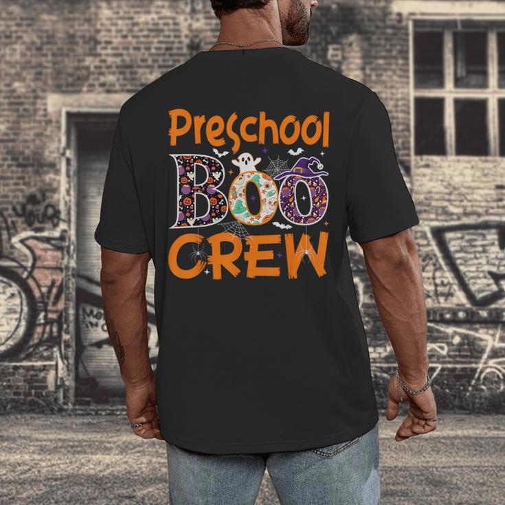 Preschool Boo Crew Preschool Halloween Teacher Men's Back Print T-Shirt, funny design