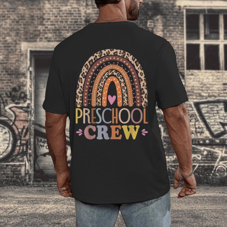Preschool Crew Cute Leopard Rainbow Back To School Teachers Men's Back Print T-Shirt, funny design