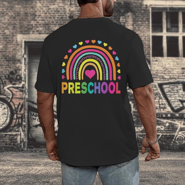 Preschool Rainbow Girls Boys Kids Teacher Back To School Men's Back Print T-Shirt, funny design