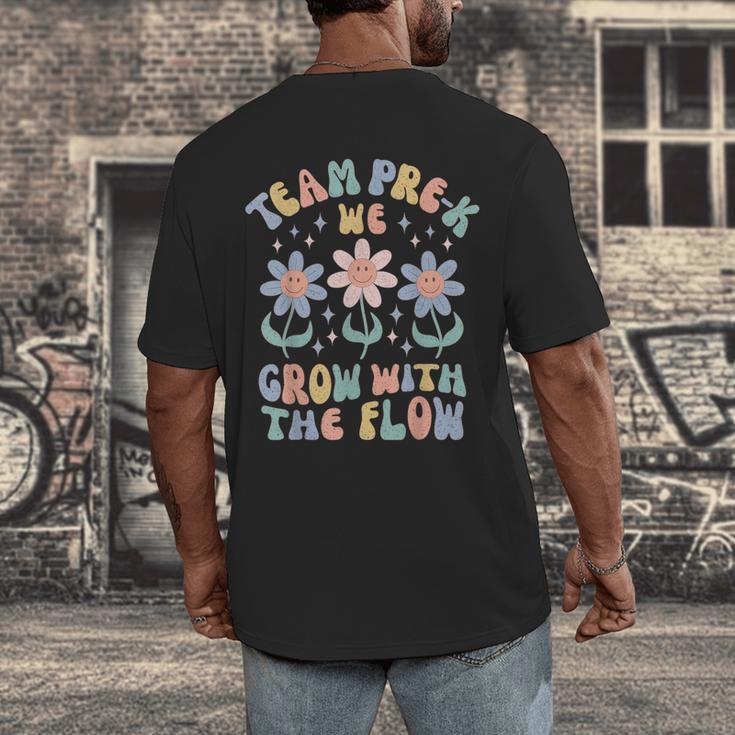 Preschool Teacher Appreciation Team Pre-K Grow With The Flow Men's Back Print T-Shirt, funny design Preschool Teacher Appreciation Team Pre-K Grow With The Flow Men's Back Print T-Shirt, funny design