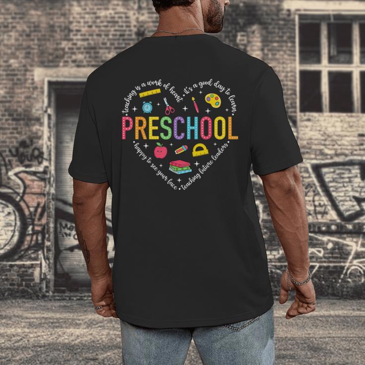Preschool Teacher Pre-K Heart First Day Of Preschool Kids Men's Back Print T-Shirt, funny design Preschool Teacher Pre-K Heart First Day Of Preschool Kids Men's Back Print T-Shirt, funny design