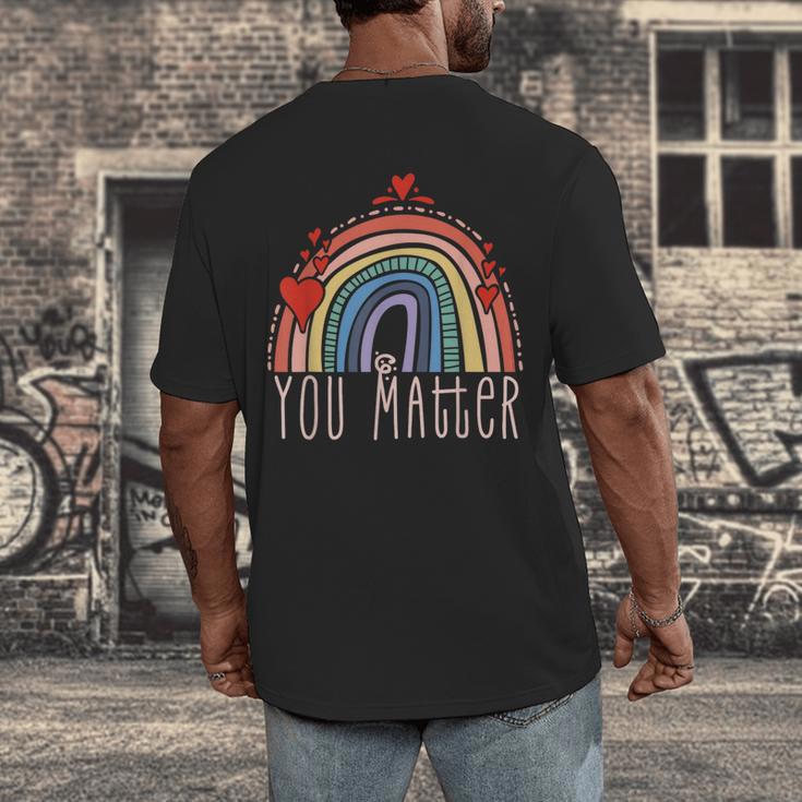 Pretty YOU MATTER Rainbow Positive Message Teachers Kids Men's Back Print T-Shirt, funny design Pretty YOU MATTER Rainbow Positive Message Teachers Kids Men's Back Print T-Shirt, funny design