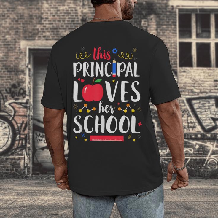 This Principal Loves Her School Teacher Appreciation Men's Back Print T-Shirt, funny design This Principal Loves Her School Teacher Appreciation Men's Back Print T-Shirt, funny design