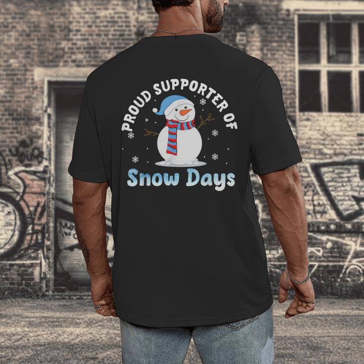 Proud Supporter Of Snow Days Teacher Men's Back Print T-Shirt, funny design Proud Supporter Of Snow Days Teacher Men's Back Print T-Shirt, funny design