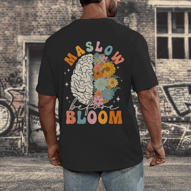 Psychologist Maslow Before Bloom Sped Teacher Classroom Men's Back Print T-Shirt, funny design Psychologist Maslow Before Bloom Sped Teacher Classroom Men's Back Print T-Shirt, funny design