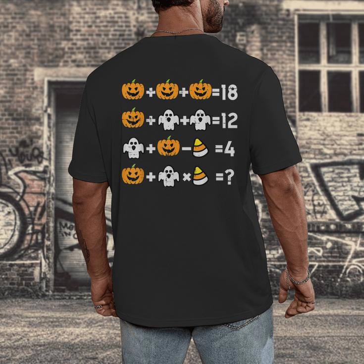 Pumpkin Ghost Equation Math Teacher Halloween Costume Men's Back Print T-Shirt, funny design Pumpkin Ghost Equation Math Teacher Halloween Costume Men's Back Print T-Shirt, funny design