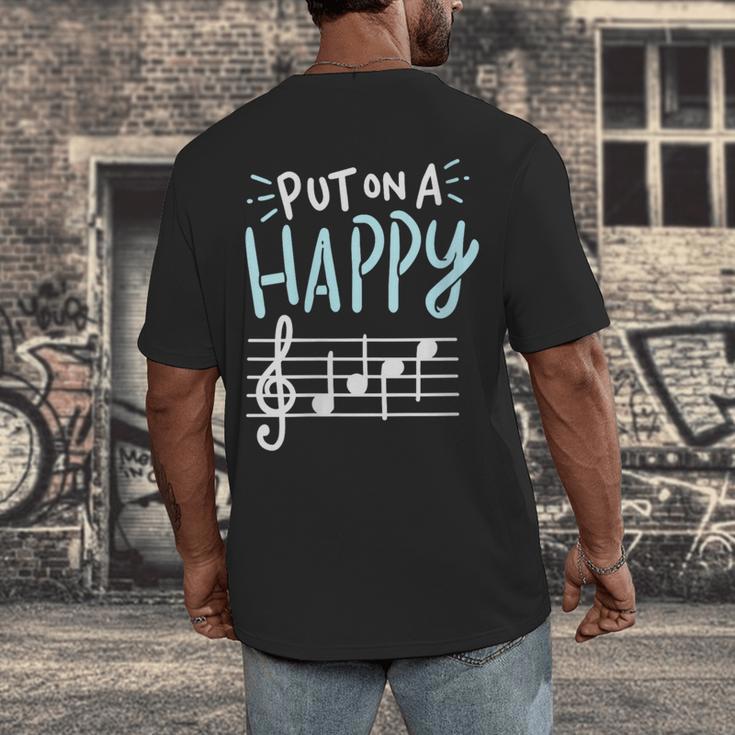 Put On A Happy Face Music Music Teacher Men's Back Print T-Shirt, funny design Put On A Happy Face Music Music Teacher Men's Back Print T-Shirt, funny design