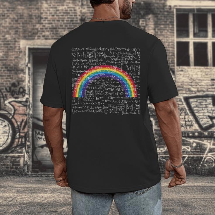 Rainbow Math Equation Teacher Nerd Retro LGBT Gay Pride Flag Men's Back Print T-Shirt, funny design