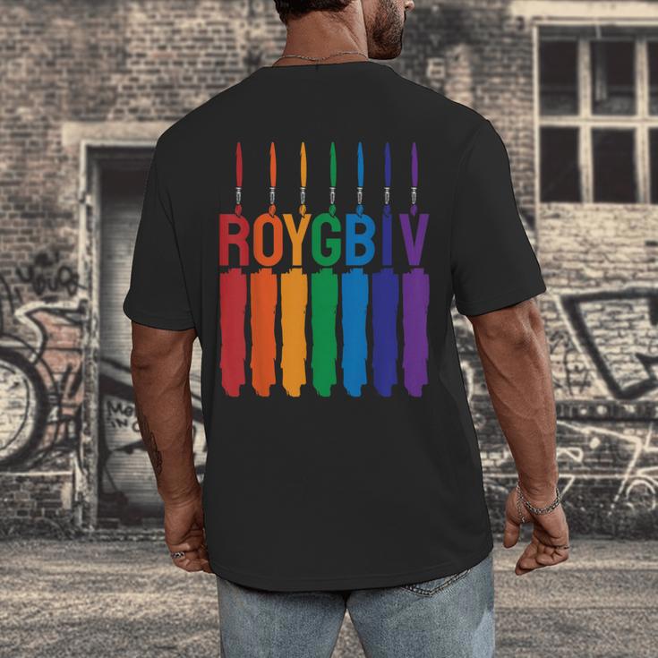 Rainbow Roygbiv Kids Artist Costume Art Teacher Men's Back Print T-Shirt, funny design
