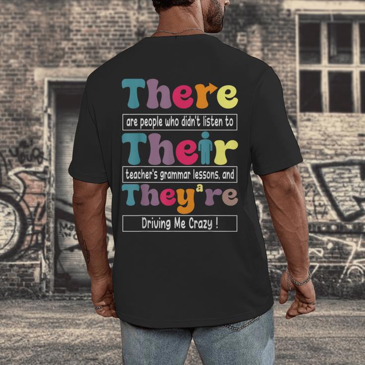 There Their They'Re English Teacher Grammar Memes Men's Back Print T-Shirt, funny design There Their They'Re English Teacher Grammar Memes Men's Back Print T-Shirt, funny design