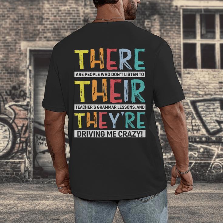 There Their They’Re Grammar Joke For English Teacher Student Men's Back Print T-Shirt, funny design