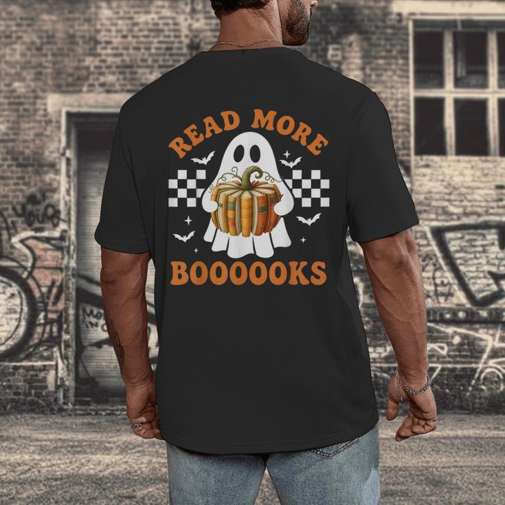 Read More Books Halloween Retro Pumpkin Reading Fall Teacher Men's Back Print T-Shirt, funny design