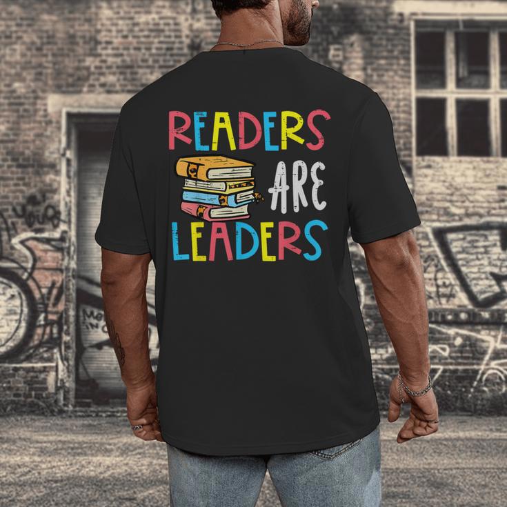 Readers Are Leaders Reading Book Lover Teacher Women Men Kid Men's Back Print T-Shirt, funny design