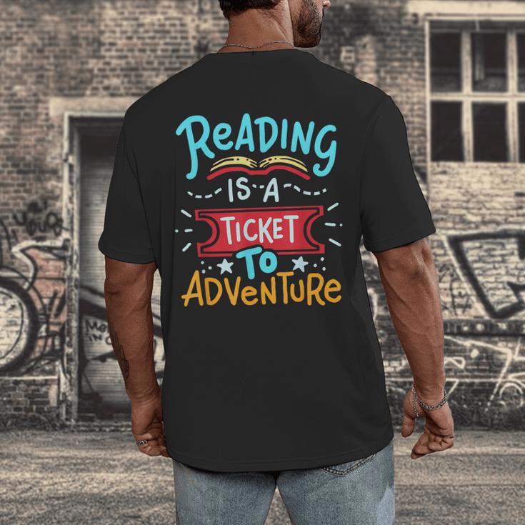 Reading Adventure Library Student Teacher Book Men's Back Print T-Shirt, funny design Reading Adventure Library Student Teacher Book Men's Back Print T-Shirt, funny design