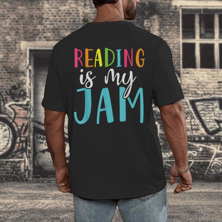 Reading Is My Jam Back To School Teacher Men's Back Print T-Shirt, funny design Reading Is My Jam Back To School Teacher Men's Back Print T-Shirt, funny design