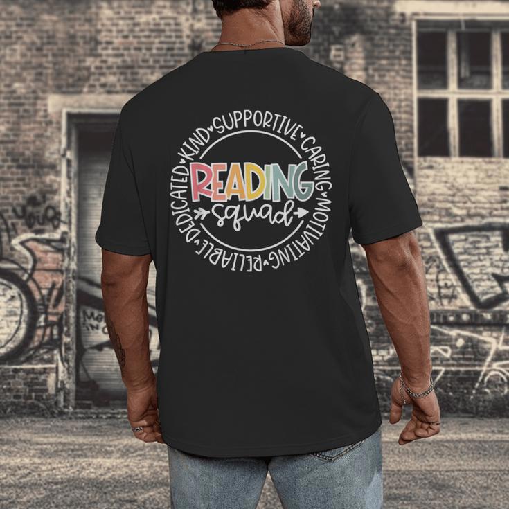 Reading Squad Teacher Reader Librarian Interventionist Team Men's Back Print T-Shirt, funny design