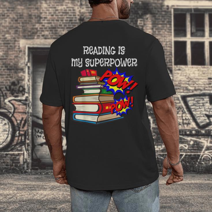 Reading Is My Super Power Superhero Best English Teacher Men's Back Print T-Shirt, funny design Reading Is My Super Power Superhero Best English Teacher Men's Back Print T-Shirt, funny design