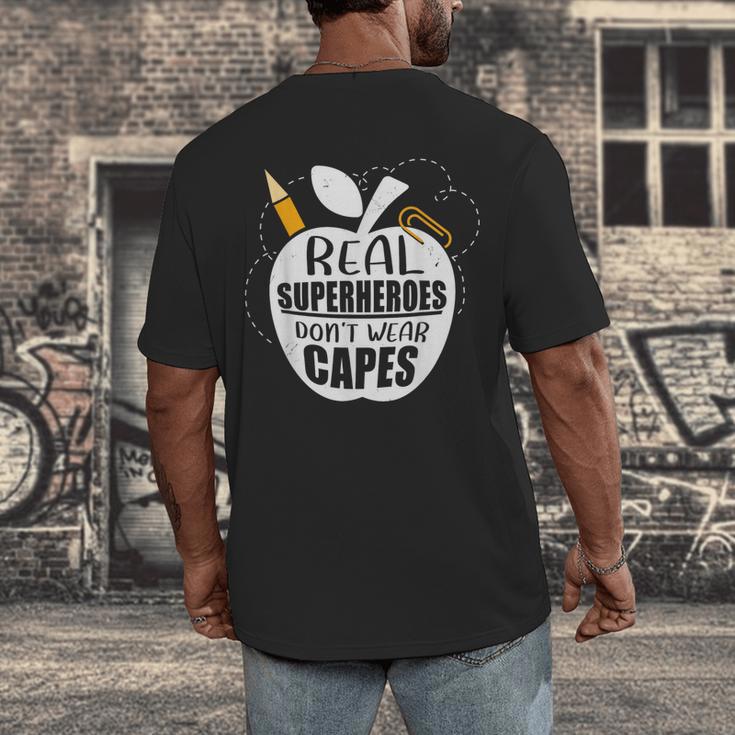 Real Superheroes Wear No Capes Teacher Design Teach Men's Back Print T-Shirt, funny design Real Superheroes Wear No Capes Teacher Design Teach Men's Back Print T-Shirt, funny design