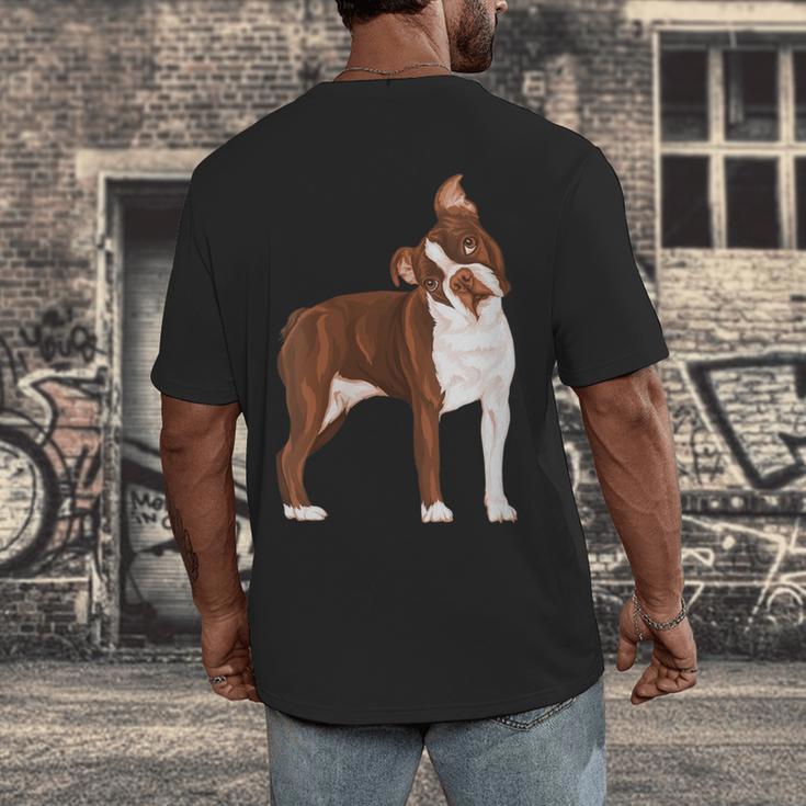 Red Boston Terrier Dog Men's Back Print T-Shirt, funny design