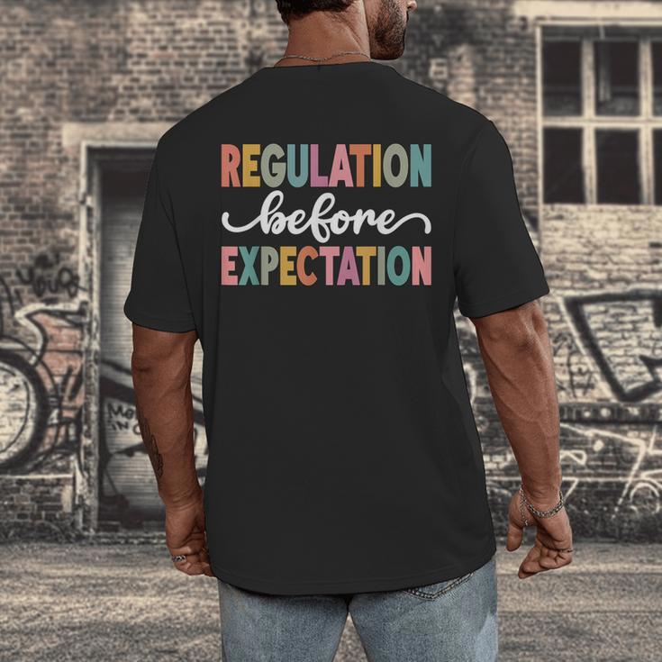 Regulation Before Expectation Cute ABA SPED Teacher Therapy Men's Back Print T-Shirt, funny design Regulation Before Expectation Cute ABA SPED Teacher Therapy Men's Back Print T-Shirt, funny design