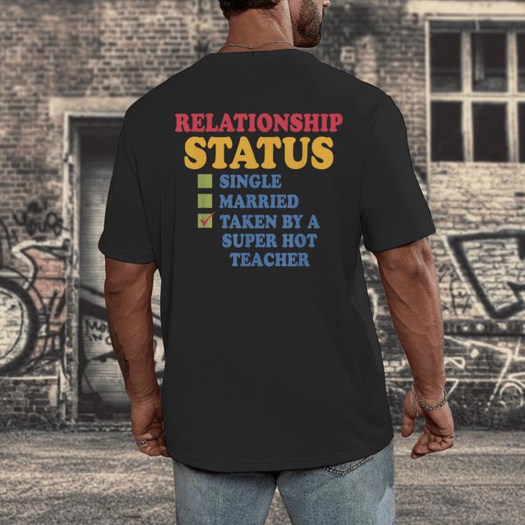 Relationship Status Single Married Hot Teacher Men's Back Print T-Shirt, funny design
