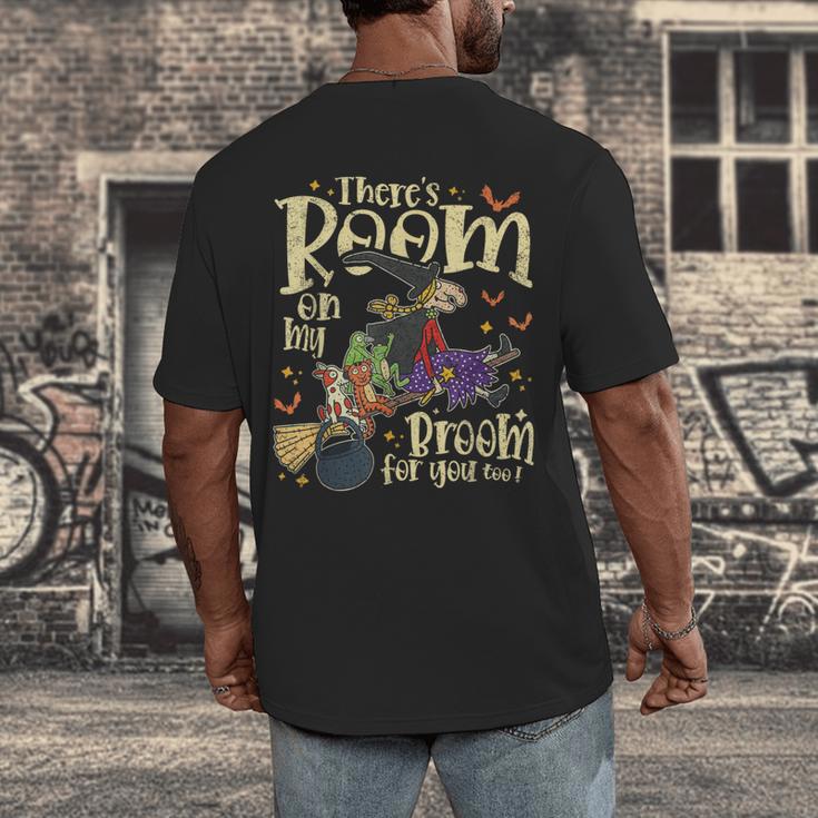 There's Room On My Broom For You Too Teacher Halloween Men's Back Print T-Shirt, funny design There's Room On My Broom For You Too Teacher Halloween Men's Back Print T-Shirt, funny design