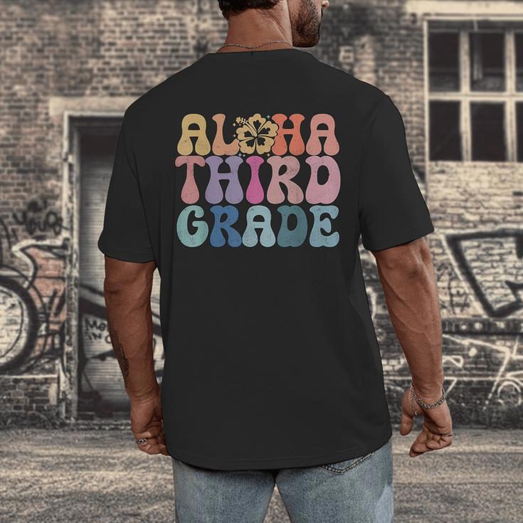 Retro Aloha Third Grade Teacher Summer Vacation Beach Hawaii Men's Back Print T-Shirt, funny design Retro Aloha Third Grade Teacher Summer Vacation Beach Hawaii Men's Back Print T-Shirt, funny design