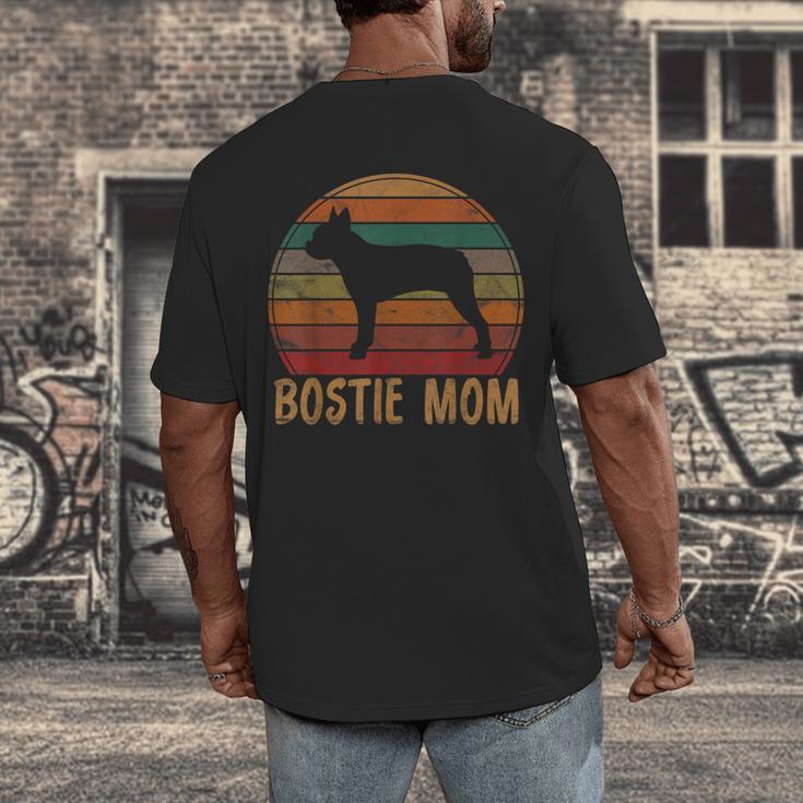 Retro Boston Terrier Mom Dog Mother Pet Bostie Mama Men's Back Print T-Shirt, funny design